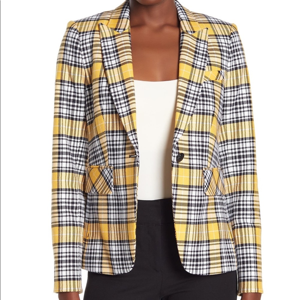 Veronica beard Yellow Plaid Blazer Sz 4